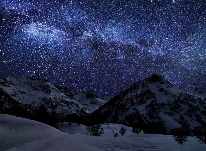 Wallpaper night sky, earth, sky, snow, stars, night, sea, mountain, cloud, light, Space 8558510875